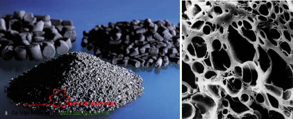 Images of activated carbon under  microscopic 